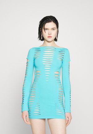 SLASHED CUT OUT BACKLESS DRESS - Jerseyjurk - blue