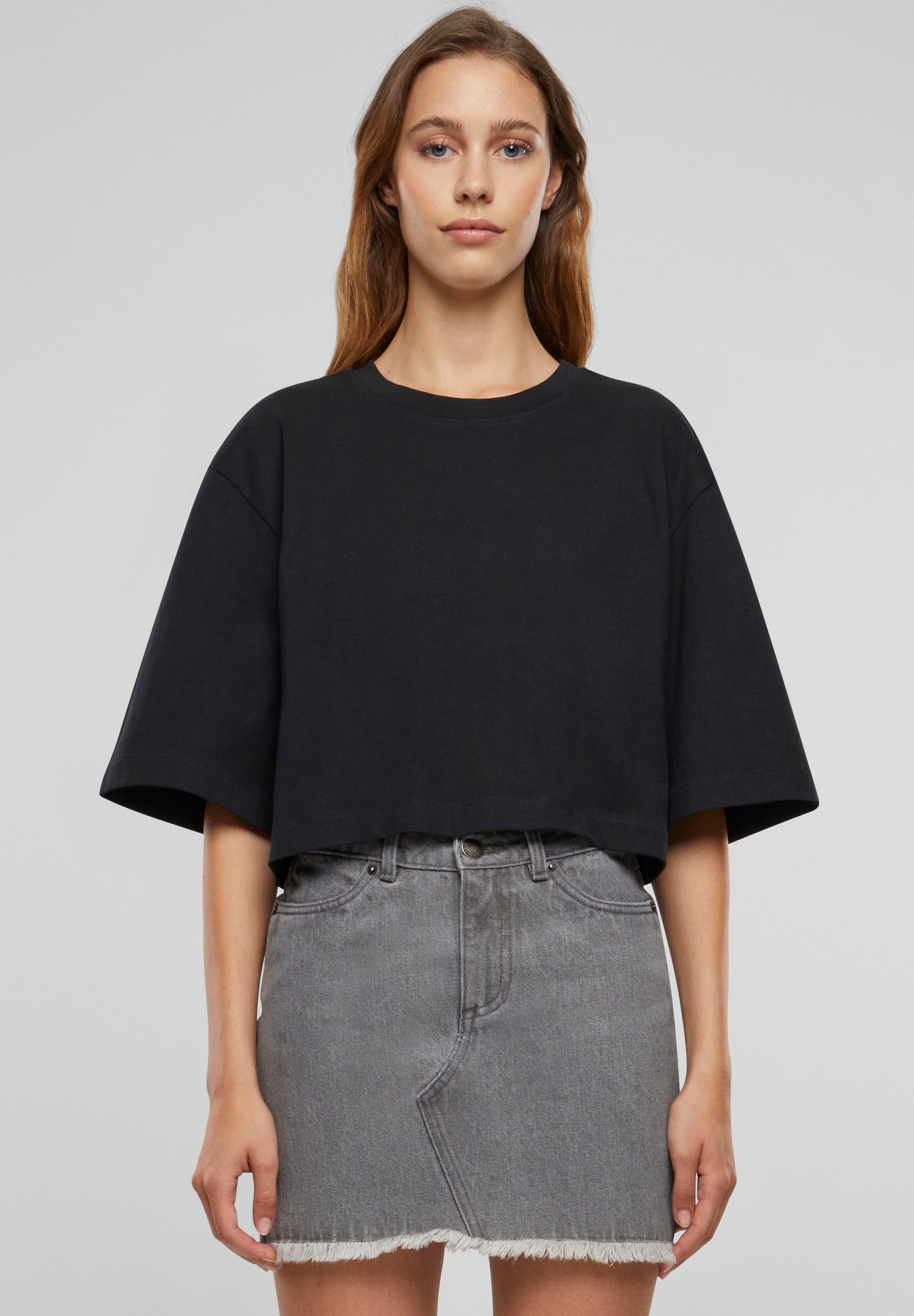 Urban Classics HEAVY OVERSIZED CROPPED T-shirt basic black