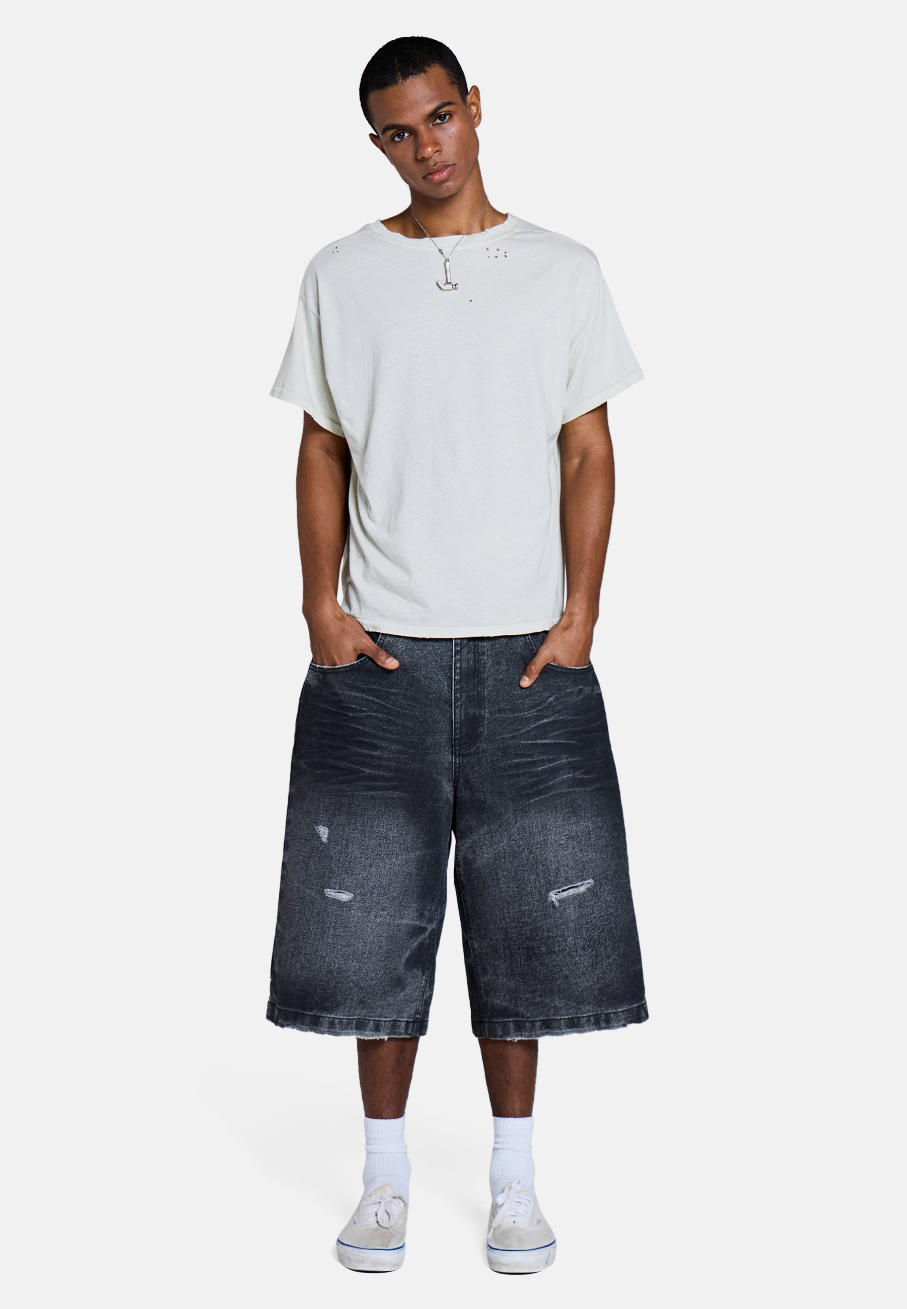 Jaded London COLOSSUS - Denim shorts - black - Zalando