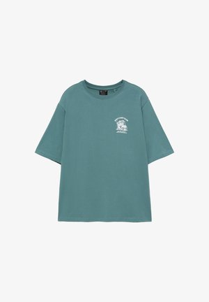 PULL&BEAR, SHORT SLEEVE WITH GRAPHIC - T-SHIRT - Tričko s potlačou - green