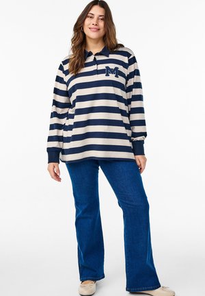 MIT STREIFEN UND FROTTEEDETAILS - Polosärk - birch w navy