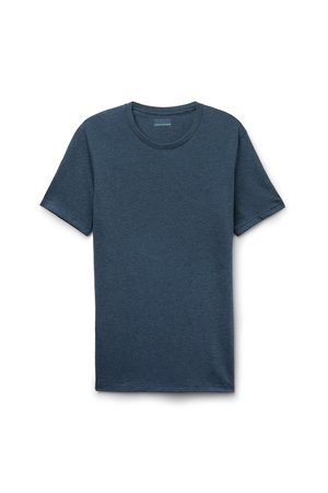 Marineblaue Kurzarm-T-Shirt mit Rundhalsausschnitt aus weichem, strukturiertem Stoff, mit normaler Passform und schlichtem Design ohne Verzierungen.