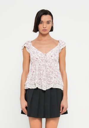 HANDKERCHIEF HEM BOHO BABYDOLL - Pusero - white