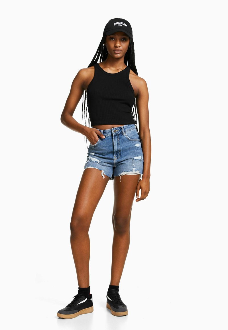 Bershka Jeansshort donkerblauw