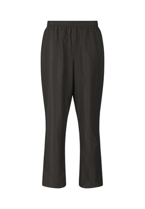 Pantalon noir ample avec taille élastique, jambes droites, fabriqué en tissu léger.