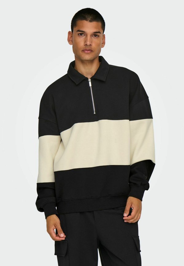 PULLOVER KRAGEN LOCKER GESCHNITTEN - Langarmshirt - schwarz