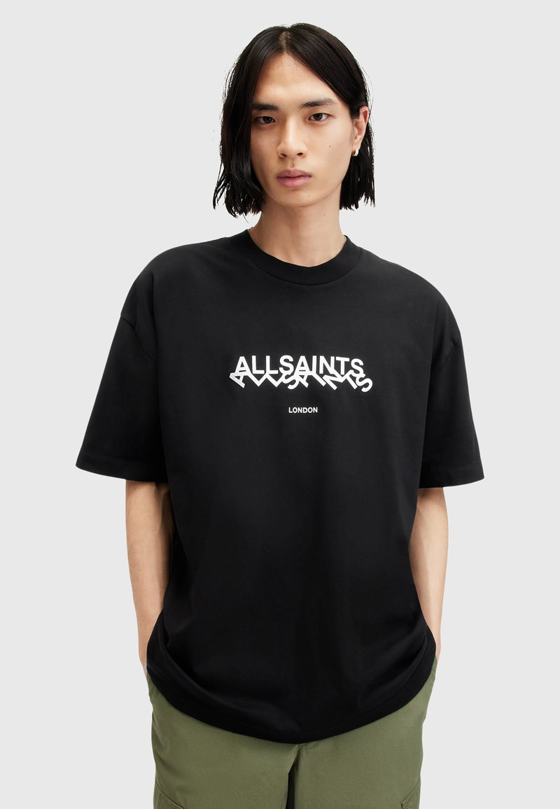 ALLSAINTS Size XS Black Mesh Cotton Crew-Neck T-shirt main image 1