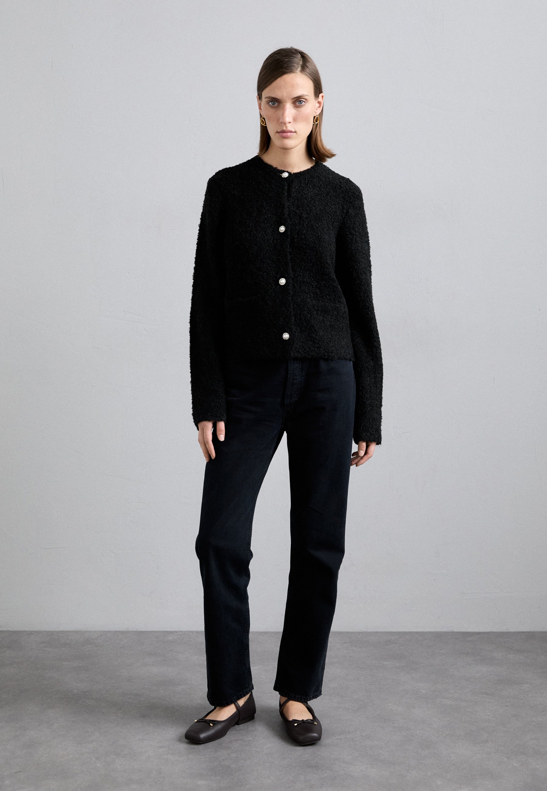 売れ筋商品|||デザイナーズリミックス ニット&セーター レディース アウター BRIELLE JACKET - Cardigan - black ペプラムニットカーディガン レディース(M ブラック): 東京