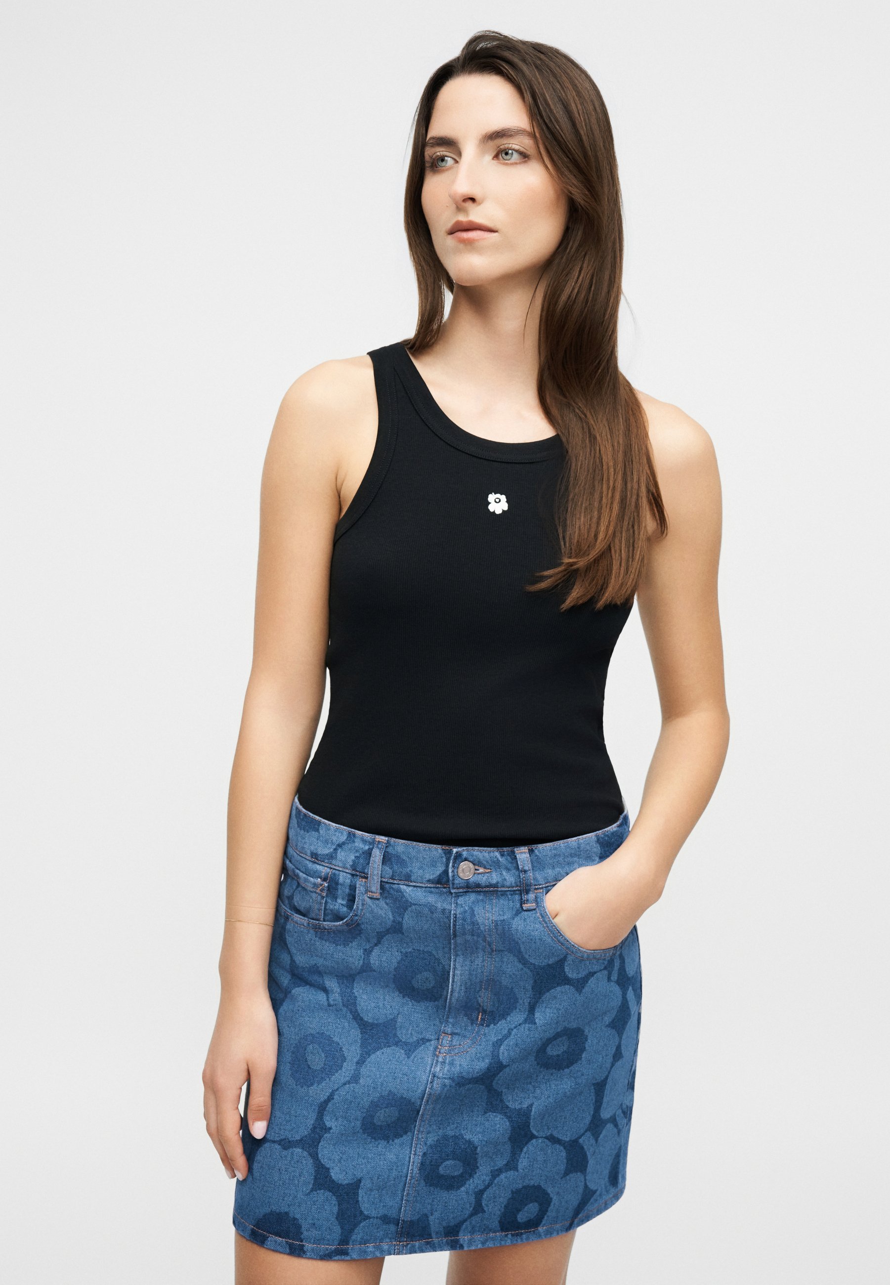 Marimekko RUUDUT UNIKKO SKIRT - Denim skirt - blue denim - Zalando