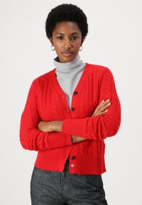 pure cashmere CLASSIC CABLE CARDIGAN - Kardigán - red