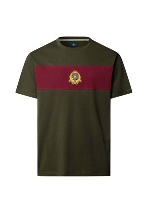 Hackett London, HACKETT LONDON PRINT T-SHIRT HERITAGE CREST PANEL T - T-shirt con stampa - hunter green
