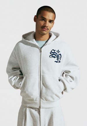 Bershka, WAFFLE 3D EMBROIDERY - HOODIE - - Sweat zippé - grey
