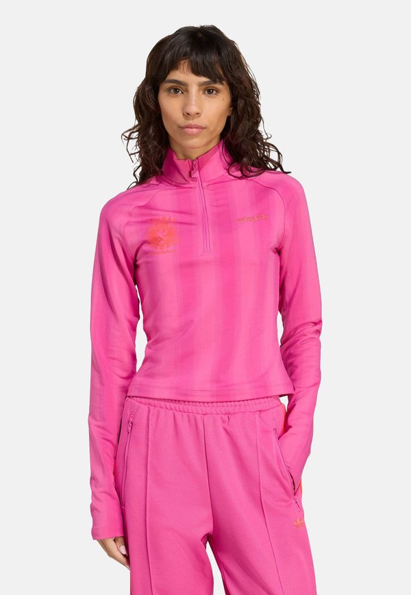 HALF-ZIP GRAPHIC FOOTBALL  - Long sleeved top - semi lucid fuchsia