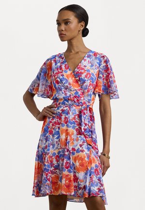 Lauren Ralph Lauren FLORAL CRINKLE GEORGETTE SURPLICE DRESS - Jurk - white multi