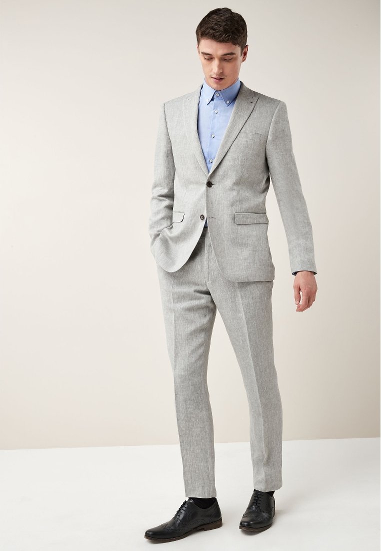 Next Blazer lichtgrijs gemêleerd