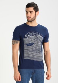 Pier One - Print T-shirt - dark blue/white Thumbnail Image 1