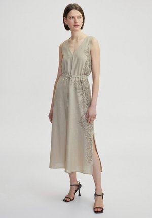 EMBROIDERED MIDI - Day dress - natural