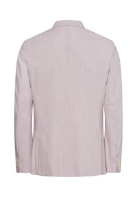 Helles rosa Blazer mit strukturiertem Finish, seitlicher Schlitz hinten und vier Knopfdetails an den Ärmeln. Klassisches Reversdesign.