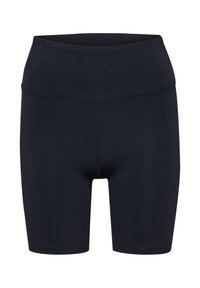 Svarta atletiska shorts i stretchigt, fuktavvisande tyg. Högmidjad design med en slät textur och minimal sömdetaljering.