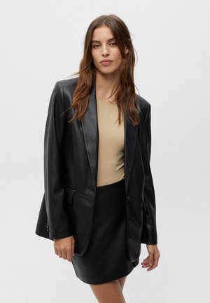 BASIC - Faux leather jacket - mottled black