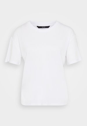 White short-sleeve t-shirt made of cotton. Features a round neckline and relaxed fit, with simple design and no visible patterns or accents.