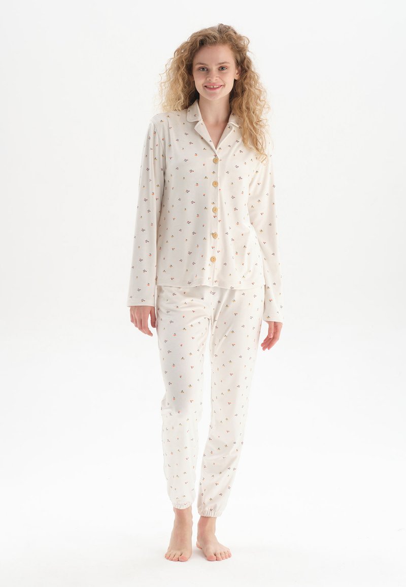 DAGI LONG SLEEVE FLORAL PATTERN Pyjama set ecru/beige Zalando.ie