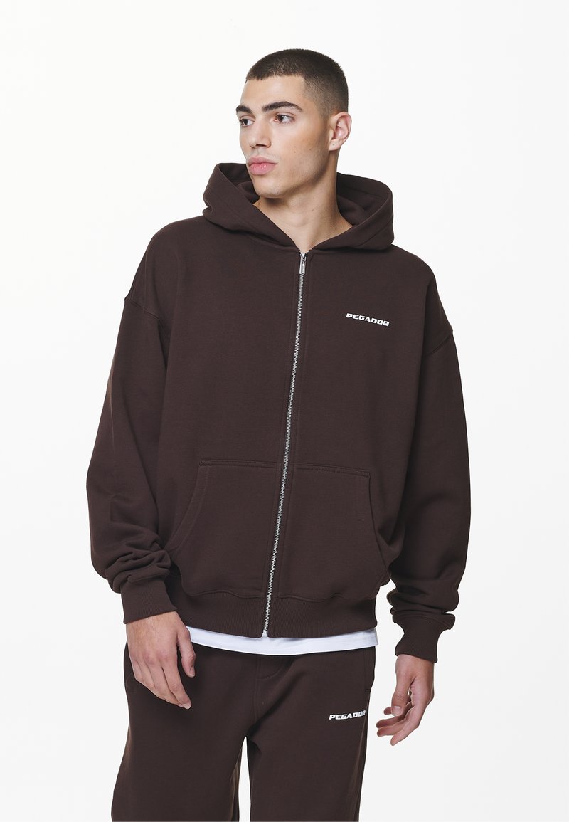 Pegador LOGO OVERSIZED JACKET - Mikina so zipsom - washed oak brown