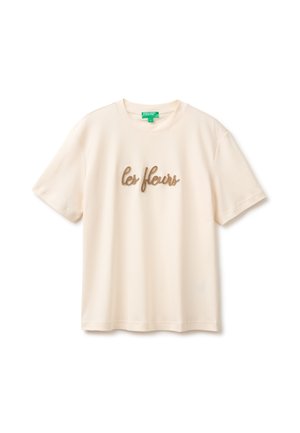 United Colors of Benetton, FIT OVER T-SHIRT WITH SPONGE STITCH EMBROIDERY... - T-shirt con stampa - white