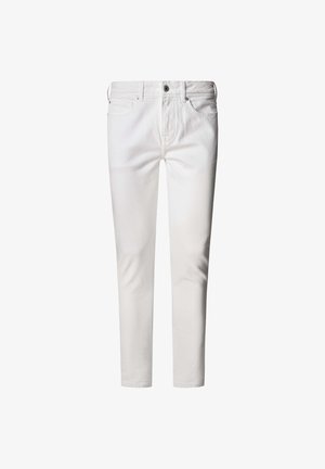 Valged teksad kitsaste lõigetega, viie tasku disainiga, metallist detailide ja siledaga. Täiuslikult kohandatud kaasaegse silueti jaoks.