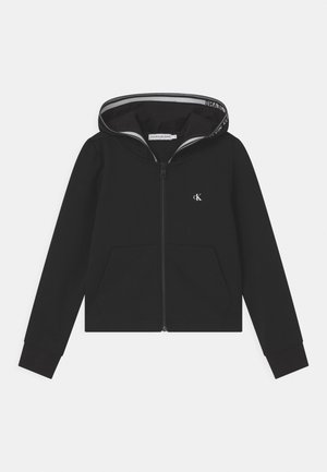 INTARSIA ZIP HOODIE - Chaqueta de punto - black