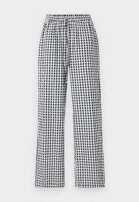 PCHEIDI WIDE PANTS - Tygbyxor - black/white