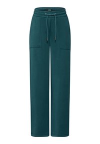 Teal joggerbyxor med dragsko i midjan, två sidofickor och en avslappnad passform. Tillverkade av mjuk bomullsblandning.