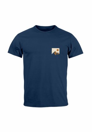 Neverless, OUTDOOR ADVENTURE BRUSTLOGO NATUR BERGE WANDERN FASHION STREETSTYL - T-Shirt print - navy