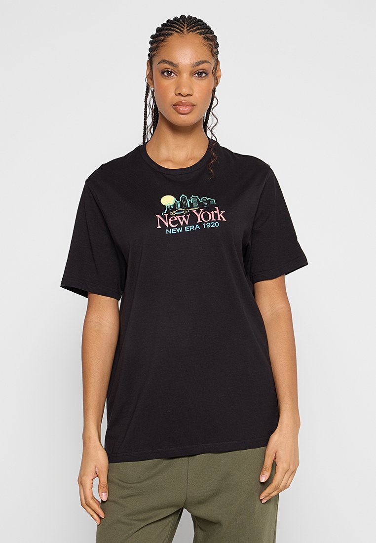 new era T-shirt print zwart