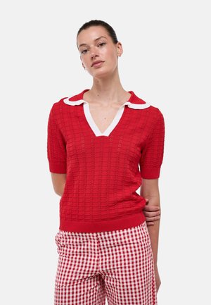 Monoprix, PULL MANCHES COURTES COL CLAUDINE - Polo - lipstick