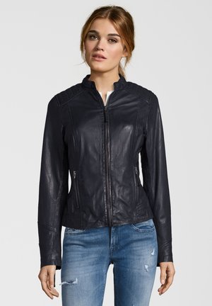 ANJA - Leather jacket - navy