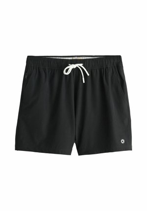 Juodi plaukimo šortai iš lengvos medžiagos; turi elastingą juosmenį su balta raišteliu ir šonines kišenes. Mažas logotipas prie hemų.