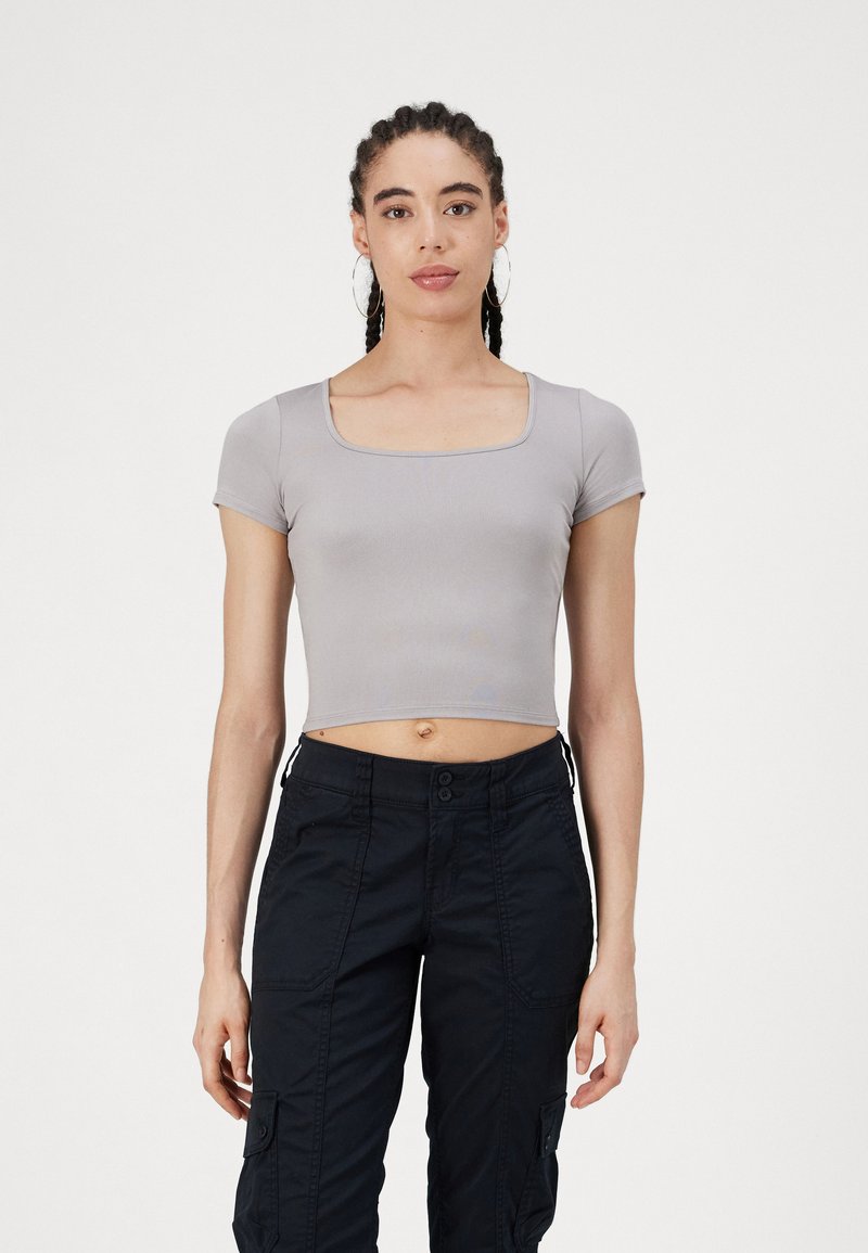 Hollister Co. SEAMLESS DOUBLE SQUARE - Základné tričko - ash