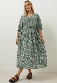 Yours Clothing PRINT V-NECK - Paitamekko - green