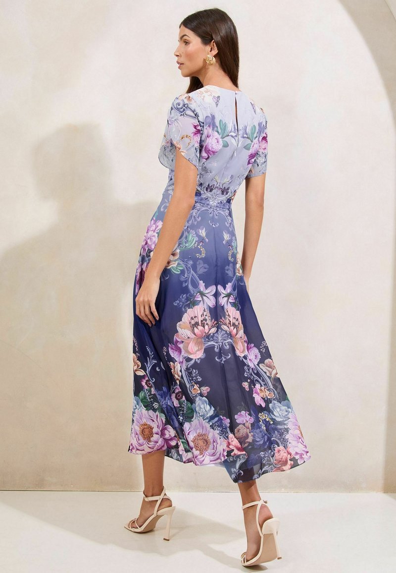 chinese dress ladies Frannie Vertical Ruffle Maxi Dress Floral Blue