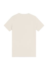 T-shirt a maniche corte color crema realizzato in tessuto di cotone, con un classico collo rotondo e una texture liscia e uniforme. Senza grafiche.