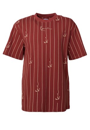 SMALL SIGNATURE LOGO PINSTRIPE TEE - T-shirts med print - wine red