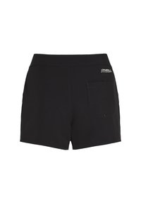 Svart shorts laget av glatt stoff, med en baklomme med trykknapp og en liten "O'Neill Hyperdry" logo på midjen.
