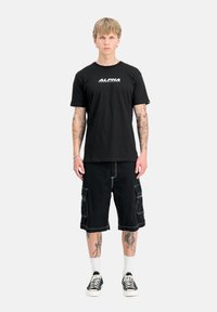 Alpha Industries BACK PRINT RUBBER  - Apdrukāts T-krekls - black