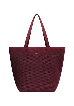 Burgundy mesh tote bag with two shoulder straps, open top, and subtle logo on front center.