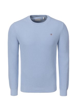 MIT RUNDHALS - MICRO TEXTURED  C-NECK - Maglione - fresh blue