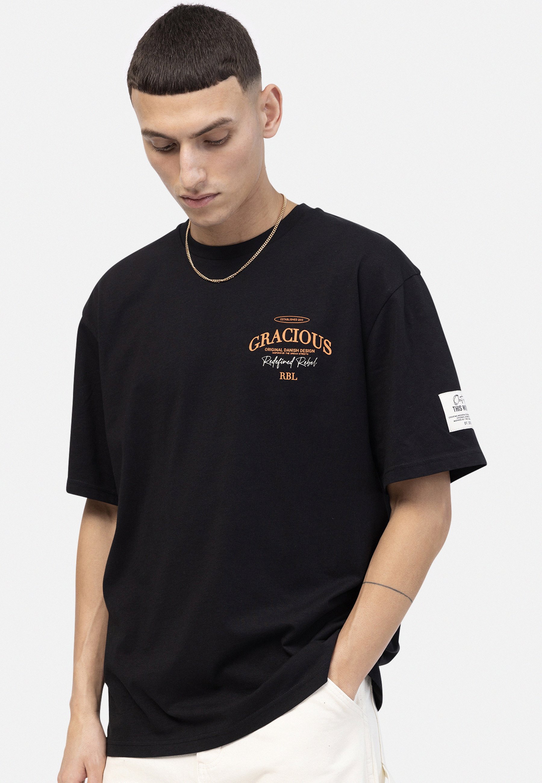 Redefined Rebel KETHAN BOXY FIT - T-shirt print - black/zwart