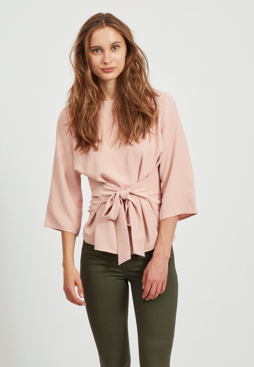 Vila VIRASHA BOATNECK TIE TOP FAV Blouse misty rose Vila VIRASHA BOATNECK Blouse dark green Zalando.nl
