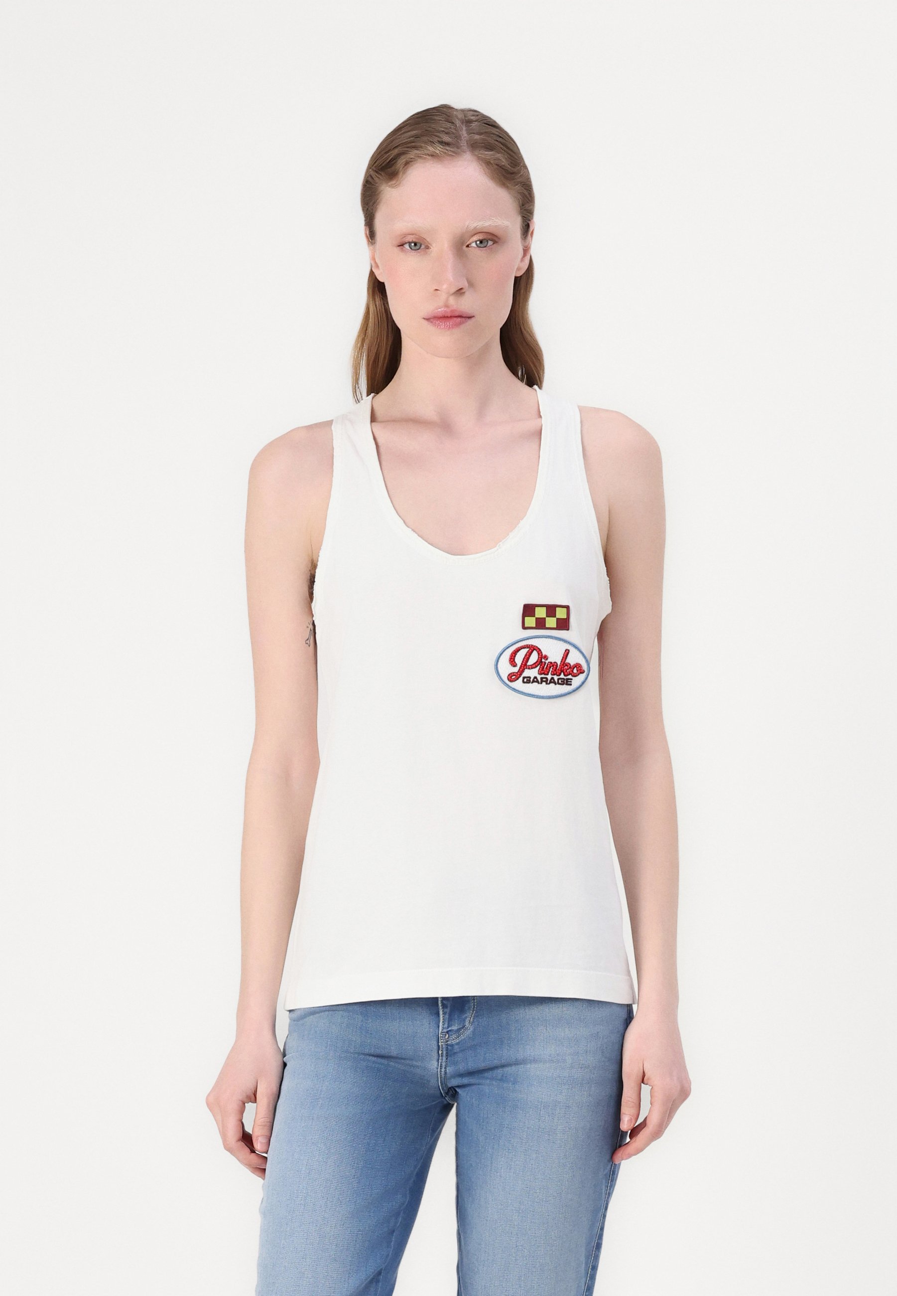 売れ筋商品|||ピンコ Tシャツ レディース トップス CALCOLATORE CANOTTIERA - Top - bianco Top da donna Pinko bianco | La collezione su Zalando
