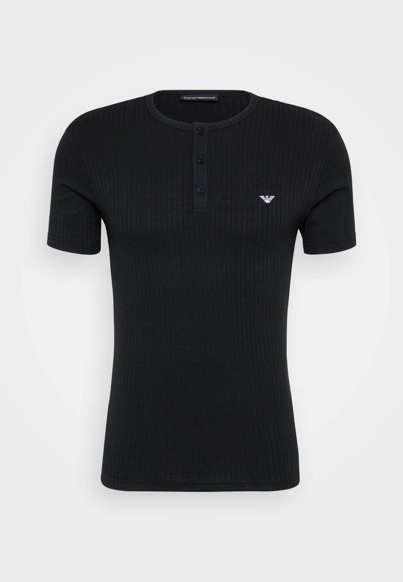 Camicia Henley Uomo A Maniche Corte – Tinta Unita, Bottoni A Contrasto, Aderente, Morbida, Cotone E Spandex, Taglia L, Colore Nero